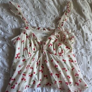 Wild Fable Cherry Patterned Cream Camisole